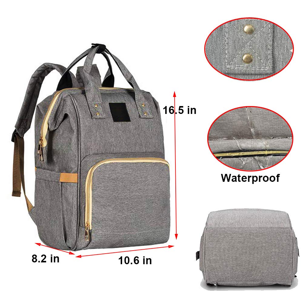Baby Diaper Bag Backpack Waterproof with Stroller Strap Insulated Bag Mom Dad