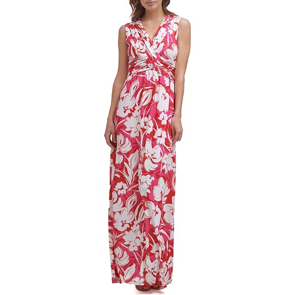 Vince Camuto Women's Floral Chiffon Ruffle Maxi, Navy, 4 at Amazon Women's  Clothing store