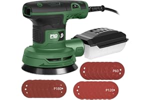 Prostormer 5-Inch Random Orbital Sander with 21PCS Sandpapers, 8000-13000RPM, 2.6AMP Palm Sander with 6 Variable Speeds, Dust Collection For Polishing, Sanding
