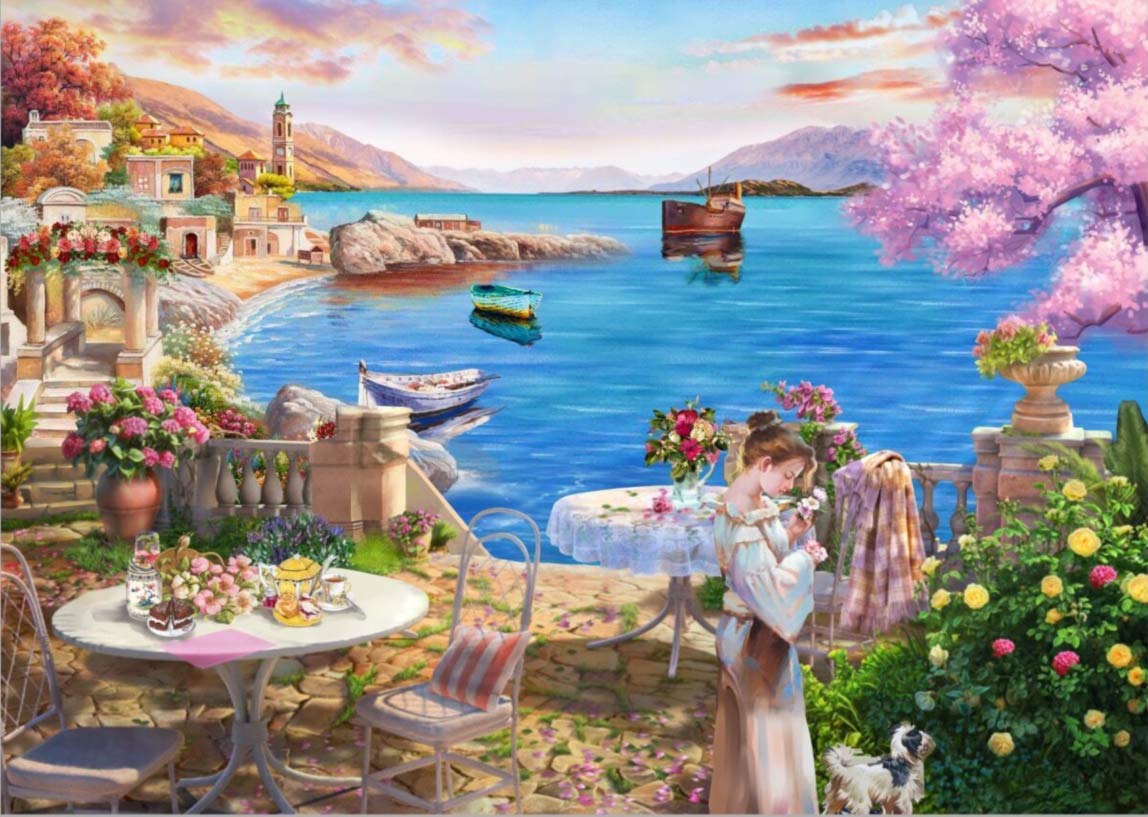 HUADADA 1000 Piece Jigsaw Puzzles, Impossible Jigsaw Puzzle for Adults and Kids 27.6'' x 19.7'' Landscape Jigsaw Puzzles for Adults 1000 (Lakeside Time)