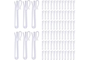 50 Pcs Adjustable Pinch Curtain Hook Clips,90 mm Plastic Curtain Hooks, Ratchet System Pinch Pleat Curtain Hooks, Plastic Adj