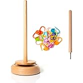 Birdtown Traders Single Yarn Spindle Holder - Thread Spinner Organizer for Knitting, Crocheting - Complete with 20 Piece Colo