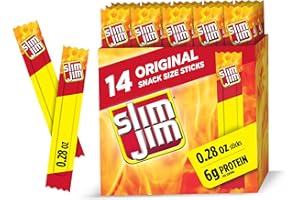 Slim Jim Smoked Meat Sticks, Original Flavor, 6g Protein Per Serving, Snack Size, Stocking Stuffer, 0.28 oz. (14 Count)