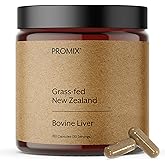 ProMix Nutrition Grass Fed Raw Beef Liver Supplement, Multivitamin - Bioavailable Vitamin A, B12, D3, Heme Iron - 180 Gelatin Capsules