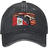 America and Peru Peruvian Flag Trucker Cap Baseball Cap for Men Women Vintage Washed Denim Dad Caps Adjustable Golf Caps Vintage Plain Hat Sports Cap Fashion Casual Hat