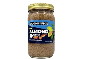 Wilderness Poets, Almond Butter - Organic Raw Nut Butter (1 Pound) - Vegan, Gluten Free, Non GMO, No Salt, No Sugar - Glass Jar