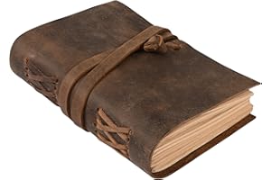 ELIZO Vintage Leather Journal Notebook (400 Lined Pages) 5x7 Antique Journal - Handmade Leather Bound Journal for Men Women Writing Drawing – Small Book of Shadows Brown Journal Diary Travel