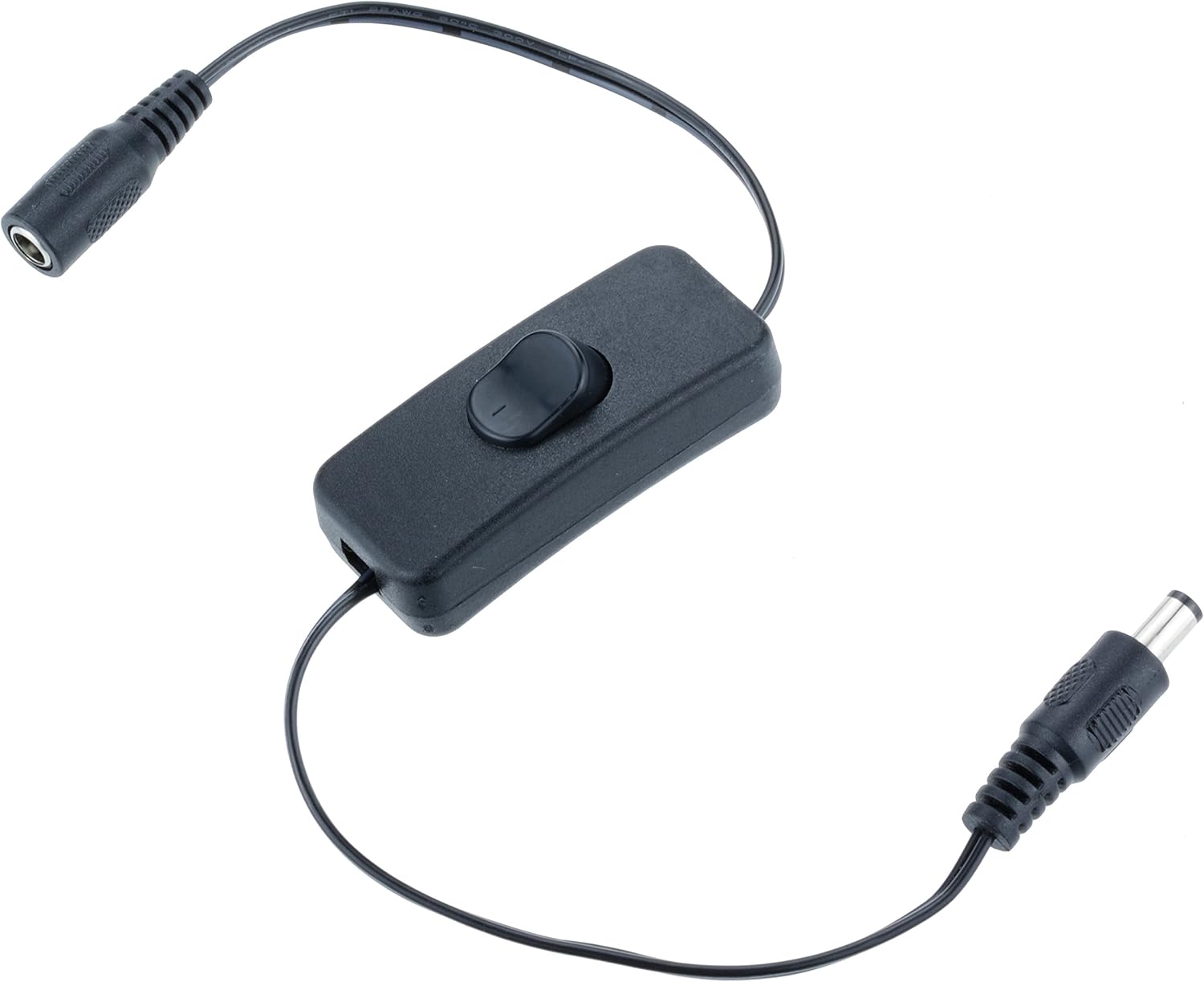 Black Inline 12V DC On/Off Switch with 2.1mm Connectors for LED Strips