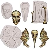 Skull Bones Silicone Fondant Molds, Halloween Bat Wings Beak Chocolate Molds for Cake Decoration Candy Sugar Craft Gum Paste