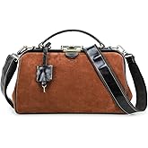 CONTACTS Doctor Bag Purse for Women Luxury Leather Handbag with Lock Shoulder Bag Vintage Top Handle Bag
