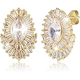 Richapex 18K Gold Plated Earrings for Women studs, Cubic Zirconia Studs for Women, Hypoallergenic, Anniversary Birthday Gifts for Women