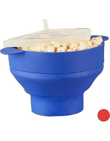 Relaxdays Palomitero para Microondas, Silicona, Azul, 25.5x25.5x14.5 cm