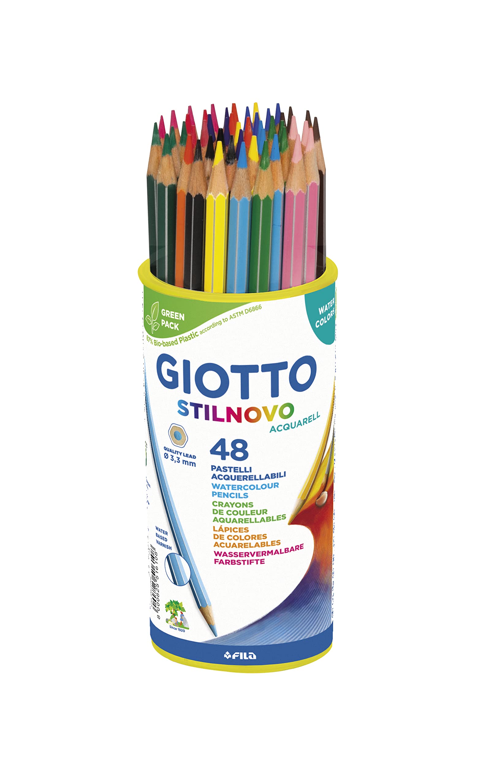 GIOTTO Stilnovo Acquarell Watercolour Colouring Pencils, 4 x 12 Assorted Colours, For Children, Parties and Schools