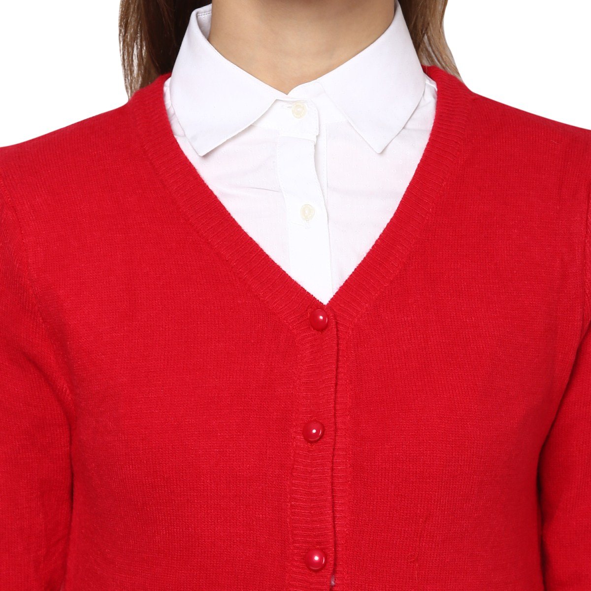 camey women red cardigan without shirt