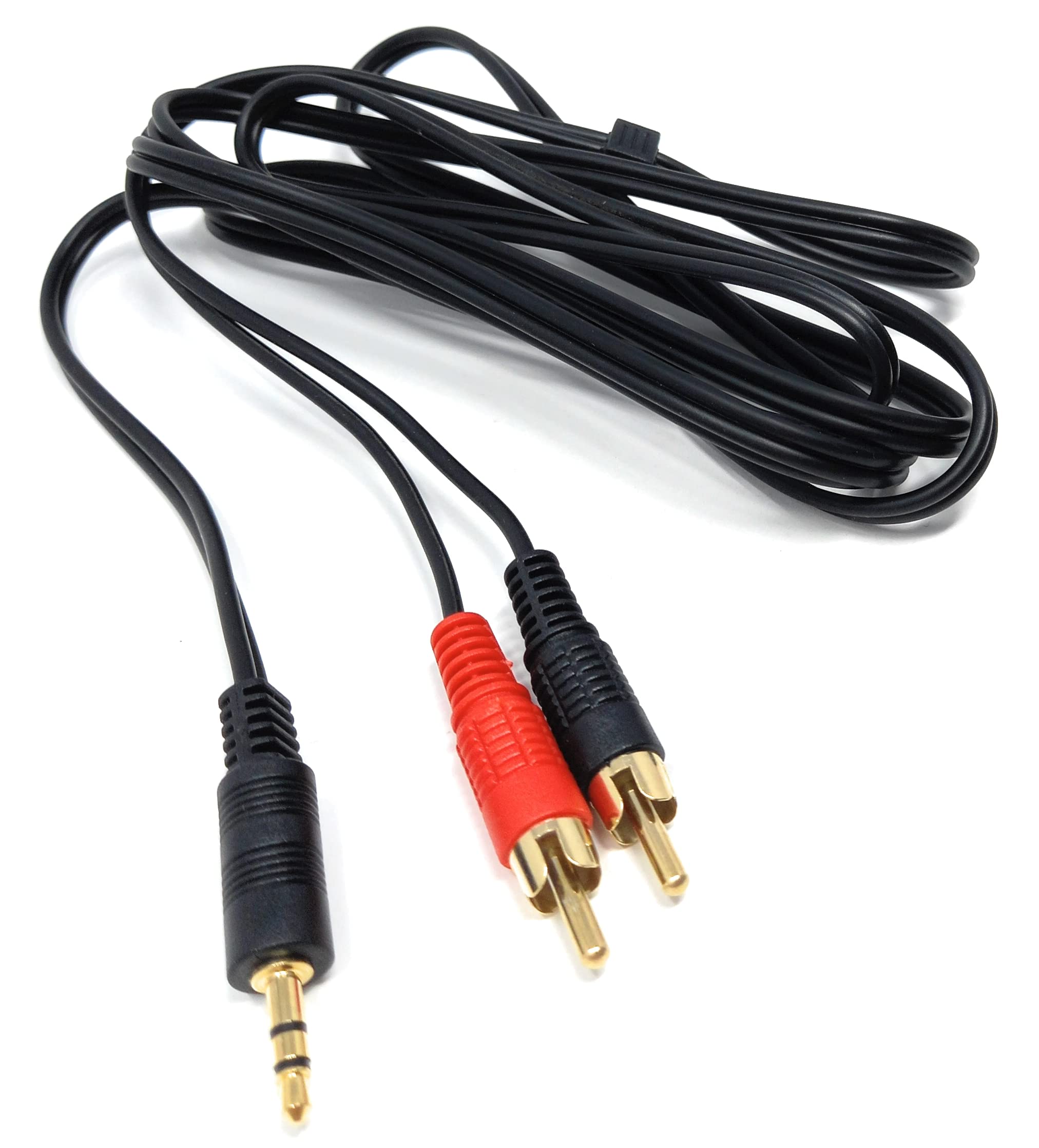 DRUT 2m 3.5mm to Twin RCA Stereo Aux Phono Audio Cable Mini Jack Lead Cord Y Splitter Headphone Cord RCA Y Splitter Adapter 6.5ft Black Gold Connectors
