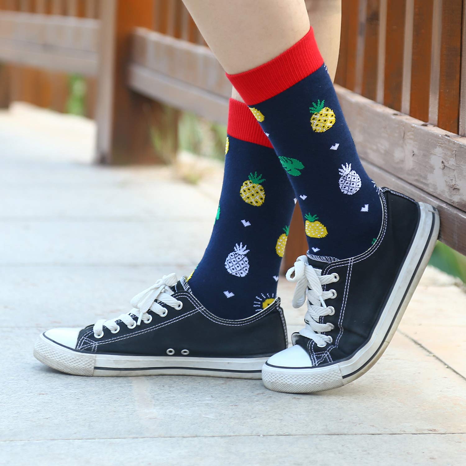 Mens Funny Novelty Crew Socks Crazy Pineapple Avocado Food Fruit Casual Dress Socks