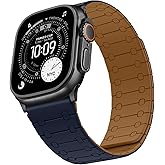 Sixmoat Double Sided Wearable Magnetic Band Compatible with Apple Watch Band 49mm 46mm 45mm 44mm 42mm for Men Women, Soft Silicone Strap for iWatch Ultra SE Series 11 10 9 8 7 6 5 4 3, Brown-Indigo