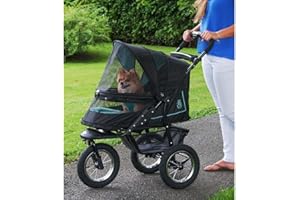 PET GEAR INC Pet Gear No-Zip NV Pet Stroller for Cats/Dogs, Zipperless Entry, Easy One-Hand Fold, Gel-Filled Tires, Plush Pad + Weather Cover Included, Skyline
