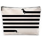 Funny Very Long Dachshund Dog Makeup Bag, Funny Sausage Dog Lovers Cosmetic Pouch for Women Girls, Christmas Birthday Gifts for Dachshund Moms Owners Women Girls