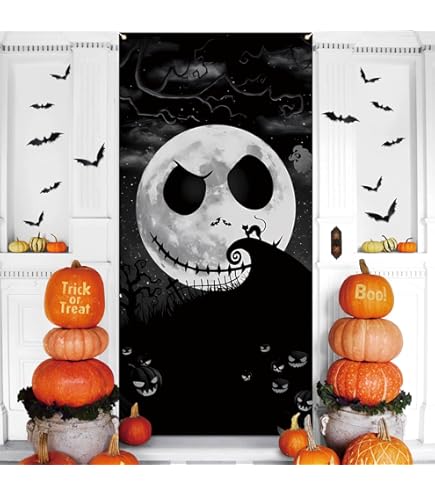 Vohado Türabdeckung „Merry Christmas“ Mit Jack & Sally Motiv – 90 X 180 Cm, Wasserdicht