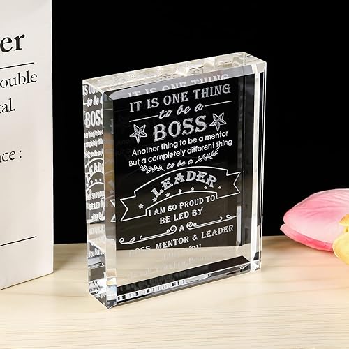 YWHL Best Boss Gifts for Men Women Crystal Office Keepsakes Thank