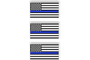 WORK HOUSE SIGNS Thin Blue Line American Police Flag Magnetic Bumper Sticker Rectangle, Share w/Family & Friends - Political Sticker for Vehicle, Refrigerator - Car Magnet Decal, Room & Wall Decor, Gift - Set of 3
