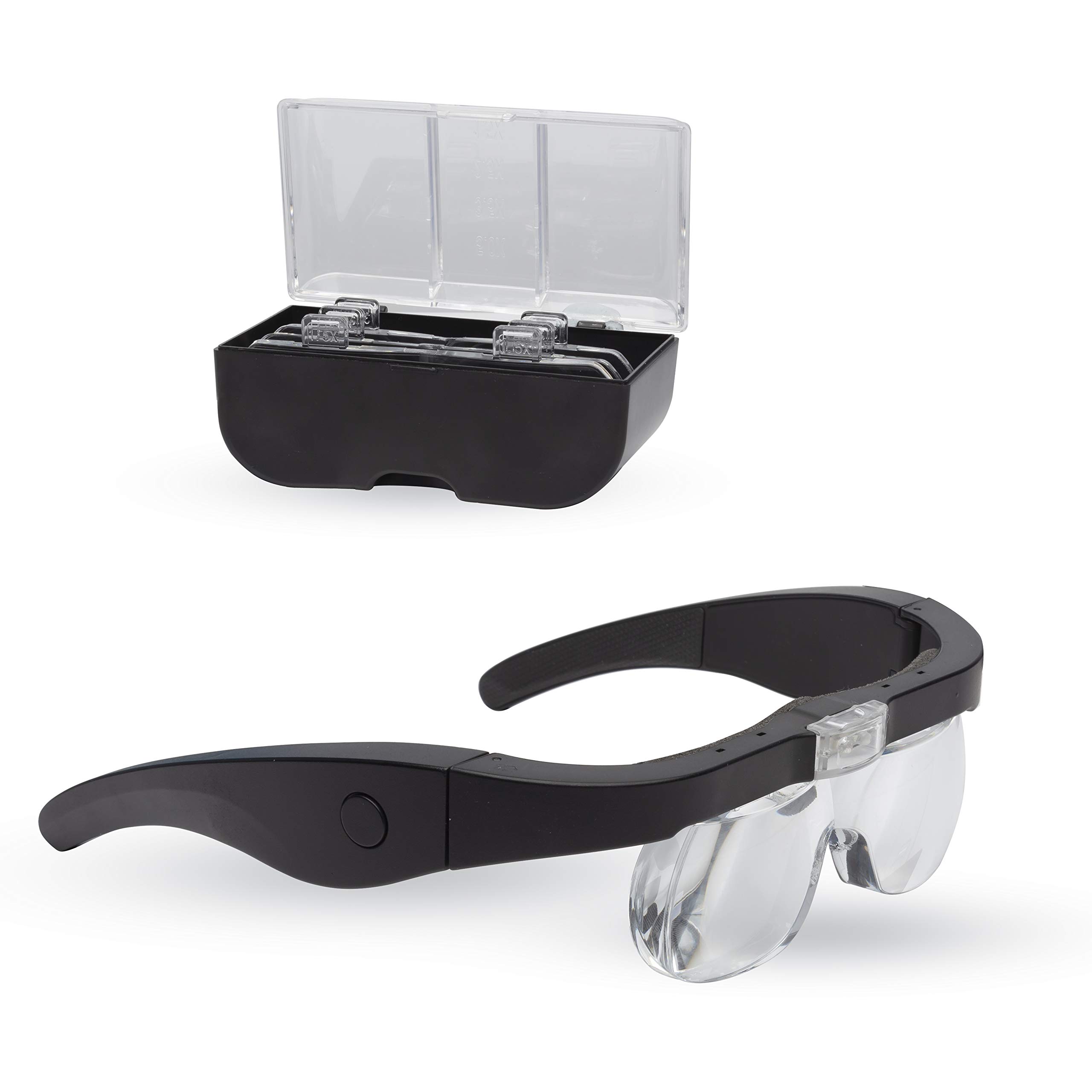 Lightcraft Pro LED Magnifier Glasses with 4 Lenses, LC1790USB