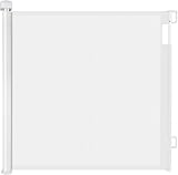 PetHot Retractable Stair Gate 55” Wide 33” Tall One-Handed Baby Pet Gate White