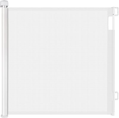 PetHot Retractable Stair Gate 55” Wide 33” Tall One-Handed Baby Pet Gate White