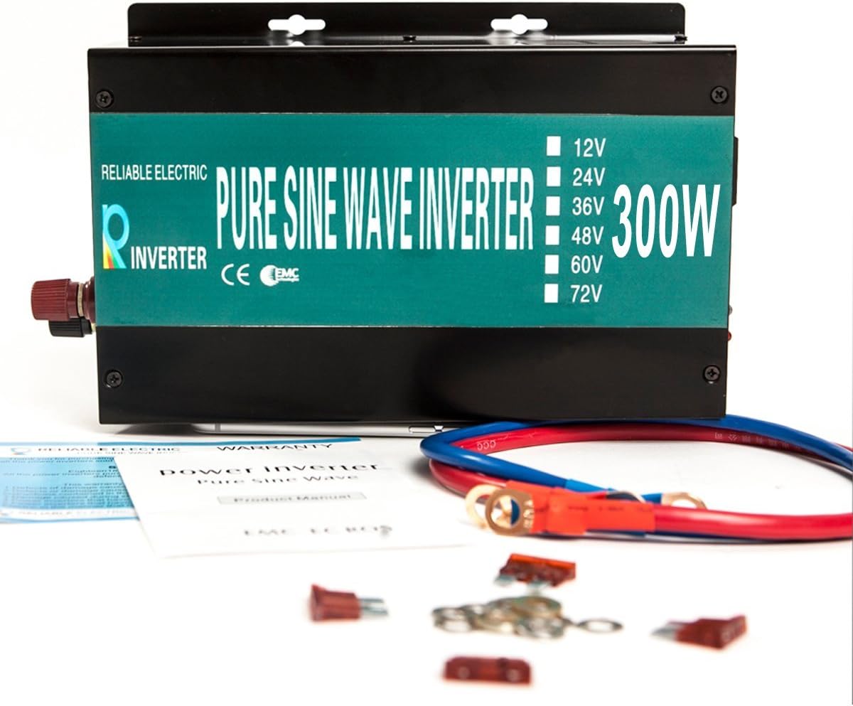 Reliable off grid 300W 24V DC to 230V AC output (UK socket) pure sine wave solar power inverter home power supply