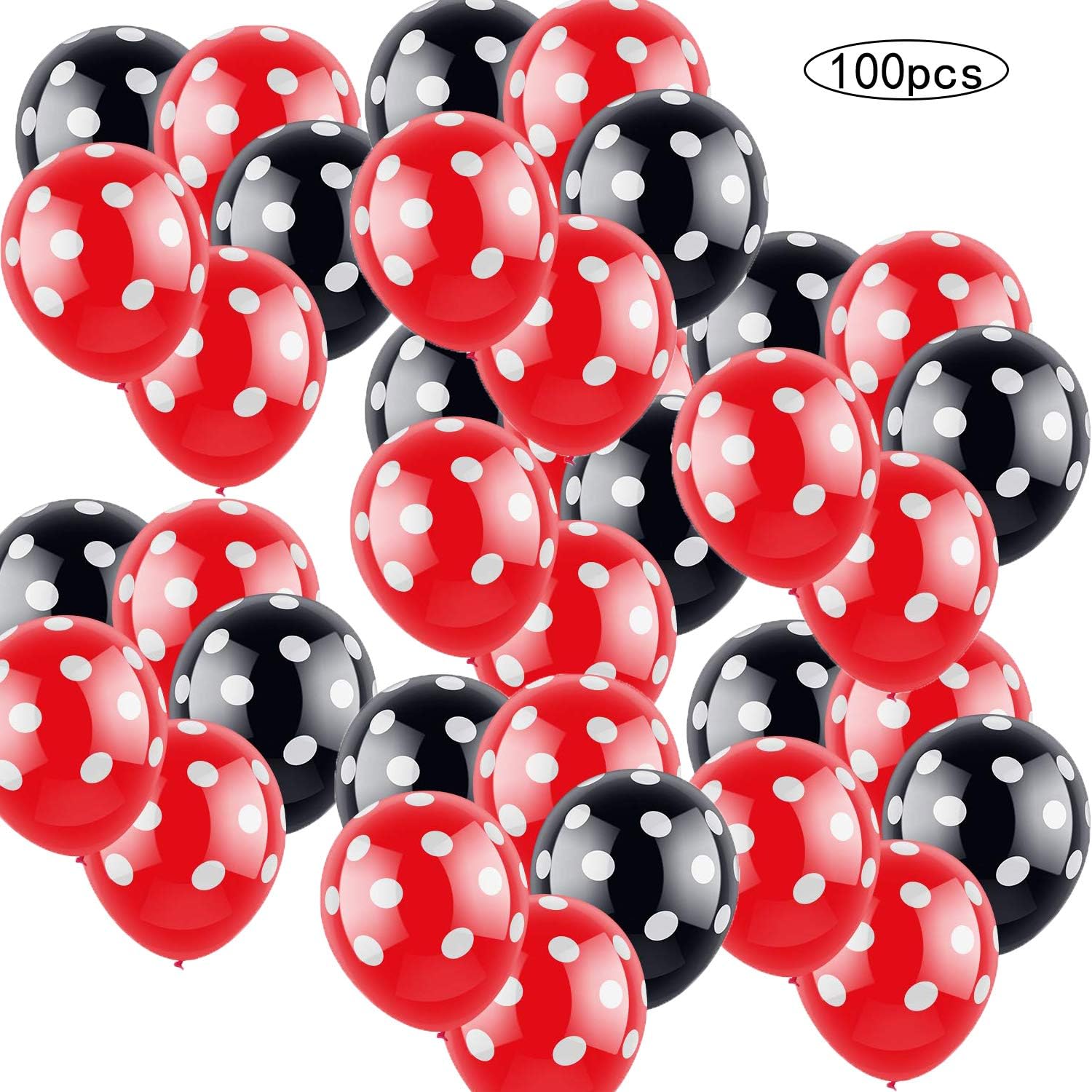 boogift Dot Ballons Black and Red with White Polka Dot Balloons 100 pcs Balloon Party Decoration for Wedding, Birthday Party, Celebration, Holiday for Happy Birthday Decorations
