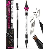 iMethod Eyebrow Pen - Eyebrow Pencil Magical 2-in-1 Eye Brow Pencils for Women with 4-Fork-Tip & Precise Brush-Tip for Natural Hair-Like Brows, Last All-Day, with Eyebrow Spoolie Brush, Brown
