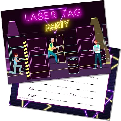 Olivia Samuel 20 x Laser Tag Party Invites A6 Cards with Envelopes