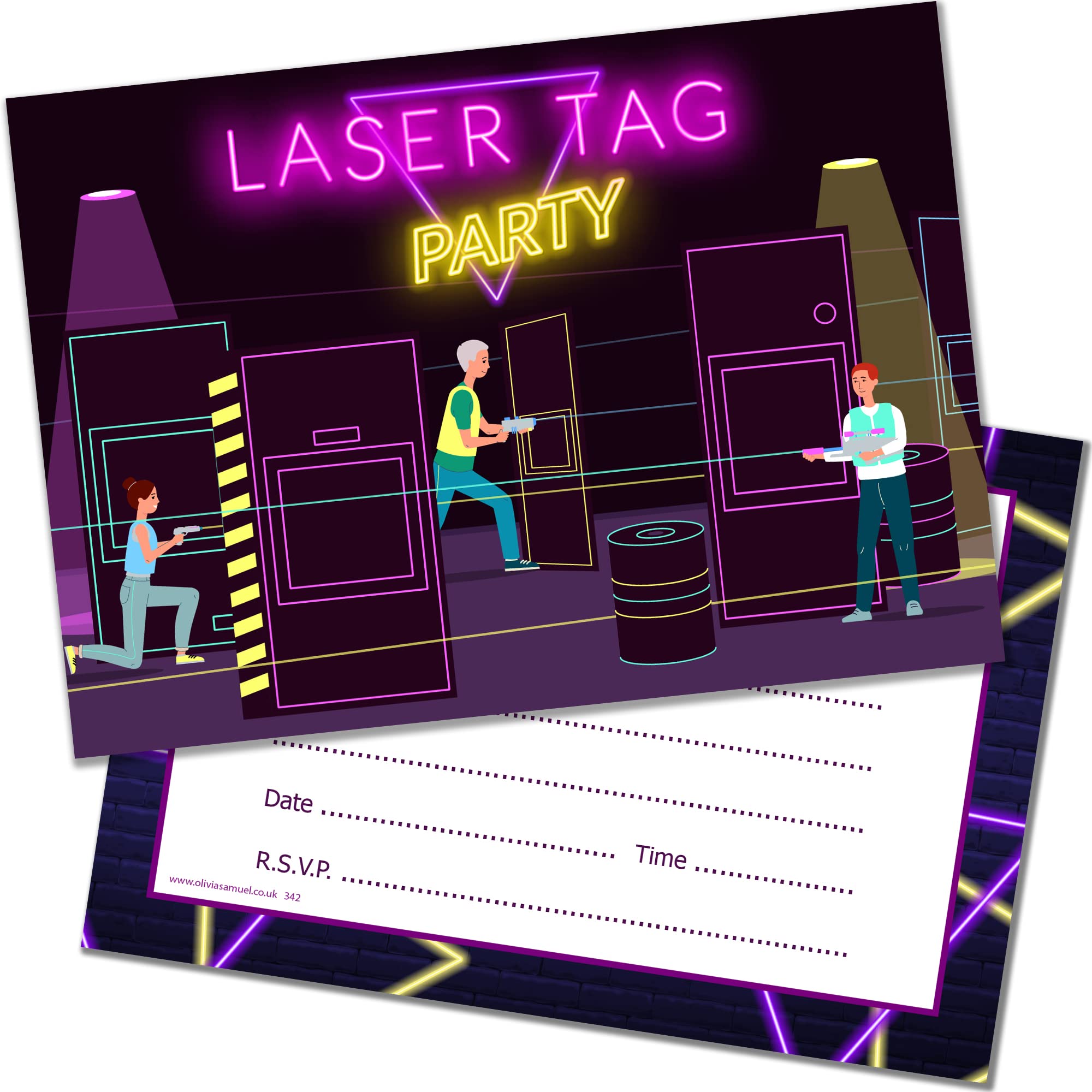 Olivia Samuel 20 x Laser Tag Party Invites from A6 Double Sided Cards with Envelopes