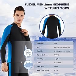 FLEXEL Wetsuit Top Jacket Women Men, 2mm Neoprene