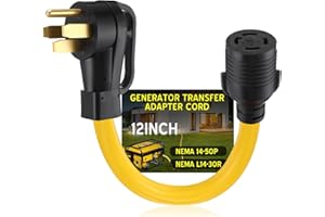 Tellegloww Generator Adapter Cord Compatible with Nema 14-50p to L14-30r, 50amp Male to 30amp Locking Female Generator Transfer Switch to House Inlet Box Adapter, STW 10 Awg/4c, Etl Listed