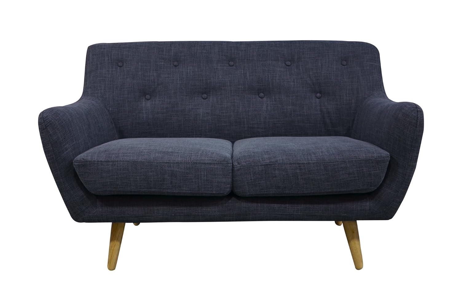 HomeElements Scandi Retro Compact Design Dark Grey 2 Seater Sofa Small Space Conservatory