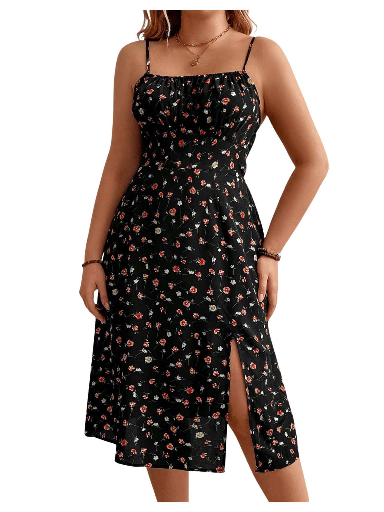 Floerns Women's Plus Size Cheetah Print Halter Dress - Sleeveless Asymmetrical Hem Y2K Dress