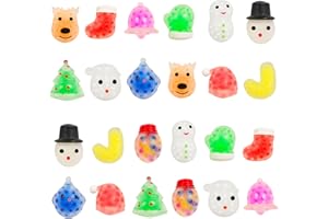 HOLYDECK 24 Pack Christmas Mini Squishy Stress Balls for Kids Girls Boys,Squeeze Fidget Toys to Stress Reliever for Kids Party Favors,Christmas Party Decorations (Christmas)