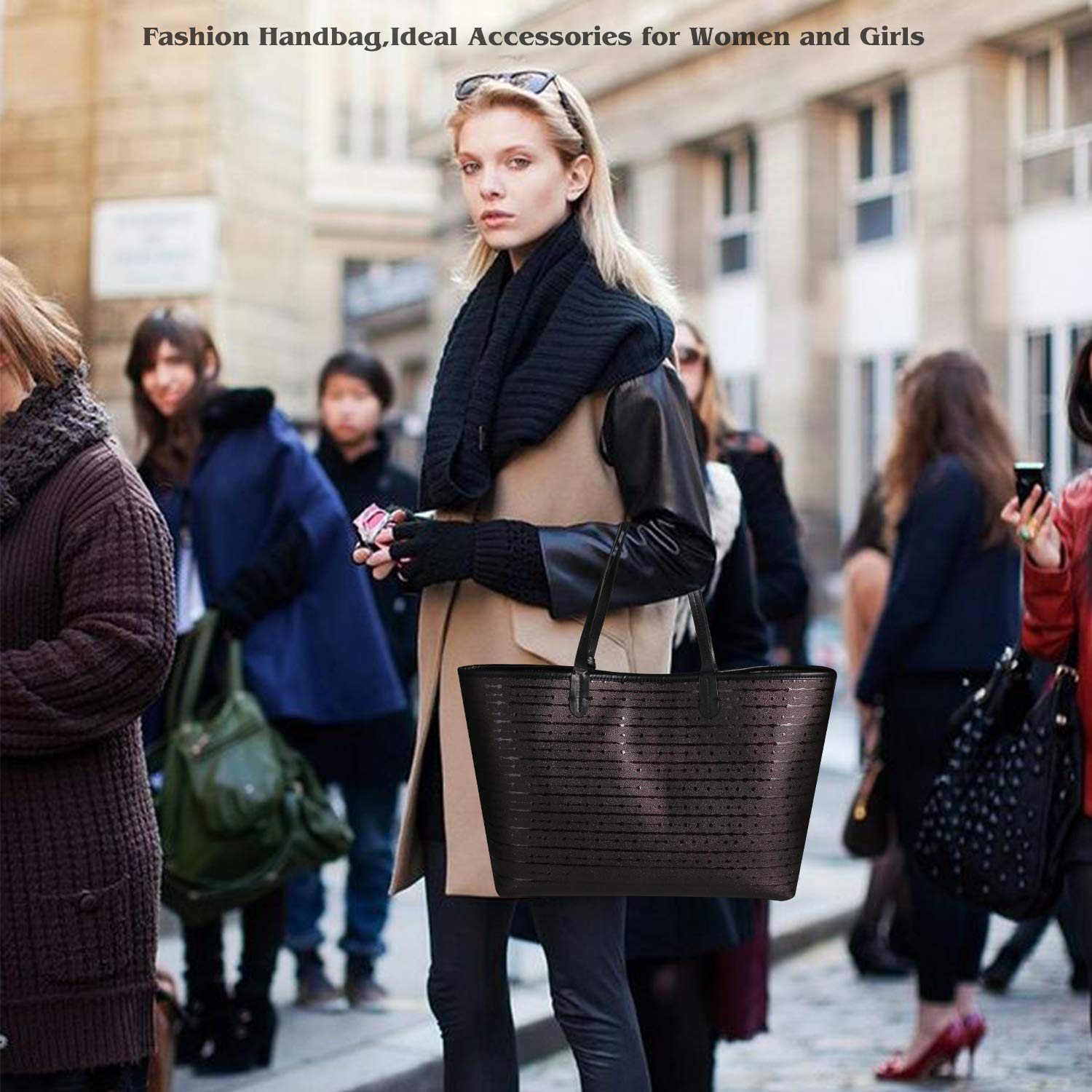 Genuine Leather Tote Bag Caphill Lady Designer Handbags Large Cowhide Shoulder Bags for Women 2 Pieces Shopping Bag Fashion Purse Clutches Bags Black