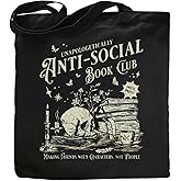 Kimoli Book Lovers Gifts Cute Book Club Gifts Canvas Tote Bag for Women Reading Lovers Accessories Shopping Bag for Readers, Bookish, Author