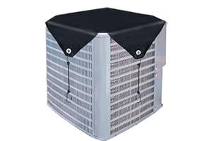 BOQON Air Conditioner Cover for Outside Units, Heavy Duty Central AC winter Cover Defender Outdoor Top Waterproof Snow-Resist (Black, 32 x 32 inch)