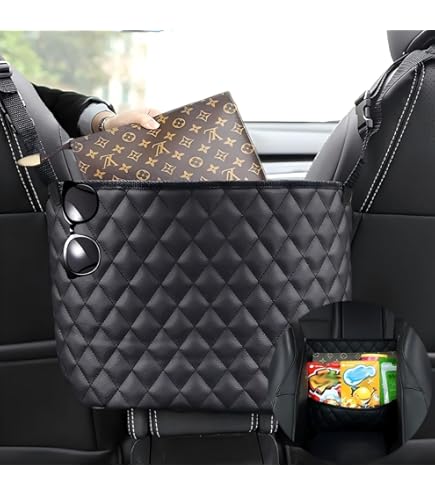 ANLEM Soporte Para Bolso De Coche Entre Asientos Con Bolsa De Almacenamiento De Gran Capacidad, Barrera