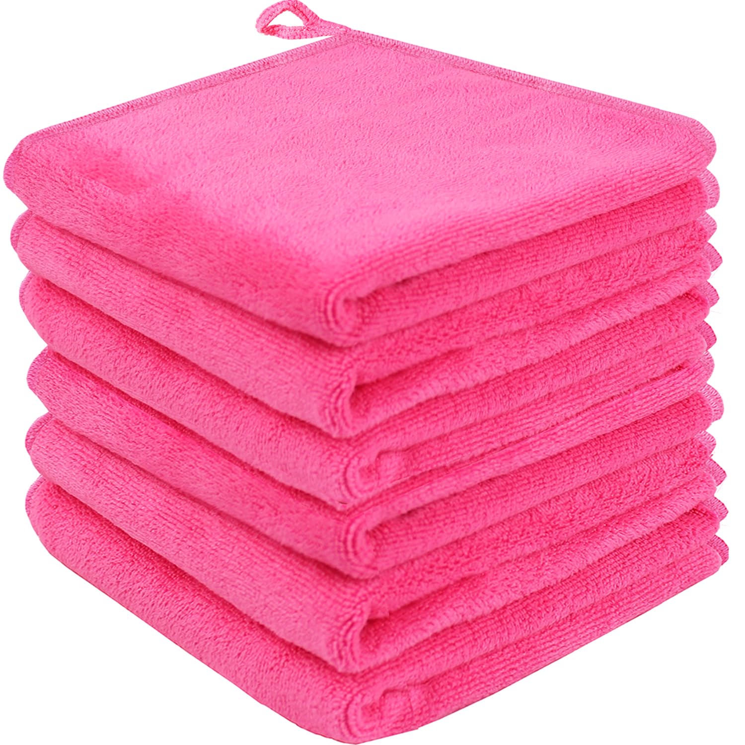 HIDMD Microfibre Face Cloth Makeup Remover Cloth Facial Washcloths Face Cleaning Towels For Eye Face Exfoliating Bath 30CM X 30CM 6 PACK Dark pink