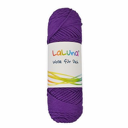 Creleo 791982 Wolle uni Serie'Florida', 100% Baumwolle, Häkelgarn Schulgarn Topflappengarn, 50 g, violett