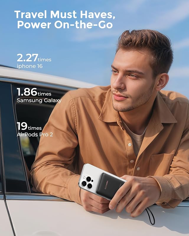 Power Bank 10000mAh PD 22,5W, 3 Ausgänge & 2 Eingänge, Klein — Foto 6 von 8
