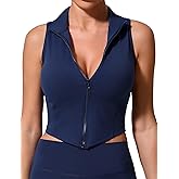 FEOYA Curve Hem Golf Tank Top for Women Sleeveless Full Zip Up Yoga Workout Vest Slim Fit Nylon Tennis Shirt 2025