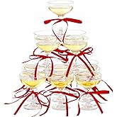 Maxdot 20 Set A Tini Bit Older Espresso Martini Birthday Party Supplies 5 oz Plastic Martini Glasses Acrylic Coupe Glasses Champagne Tower with Bows for Bachelorette Decoration(Red)