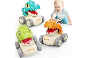 MOONTOY Baby Car Dinosaur Toys for 1 2 Year Old Boy Press and Go Cars for Toddlers 1-3, Push Go Dino Cars Toddler Toys Age 1-2 0-2 Baby Toys 12-18 Months Easter Basket Stuffers 1st Birthday Gifts