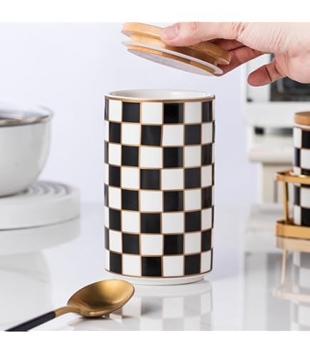 ジョナサンアドラー　QUAALUDES キャニスター 黒白ストライプ ジョナサンアドラー QUAALUDES キャニスター 黒白ストライプ